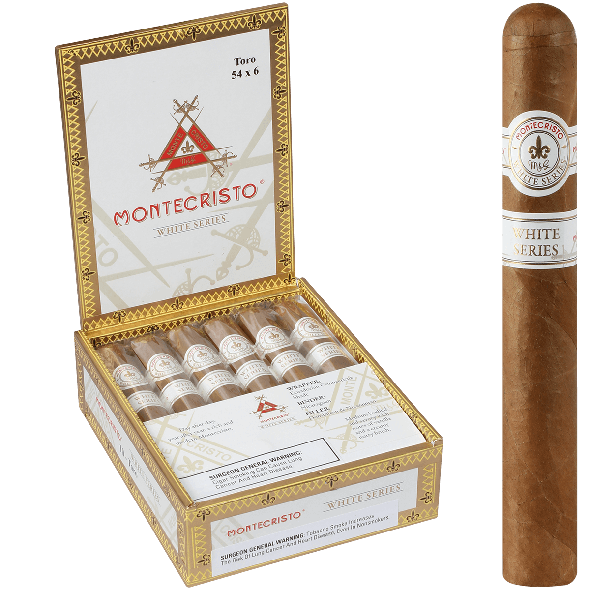 Montecristo White Toro 10 Ct. Box 6.00X54