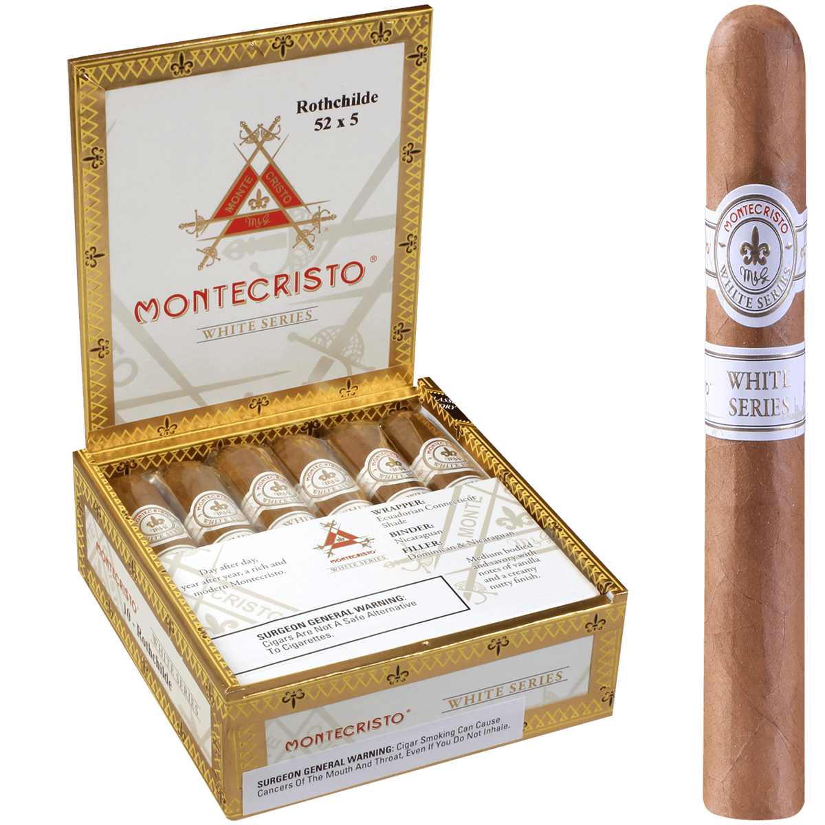 Montecristo White Rothchilde 10 Ct. Box 5.00X52