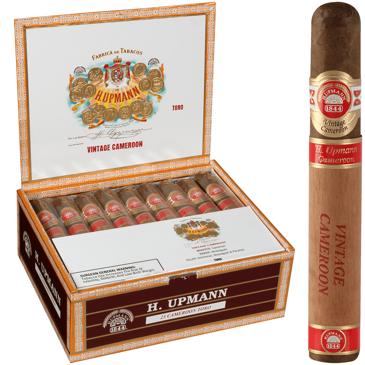 H. Upmann Vintage Cameroon Toro 25 Ct. Box 6.00X54