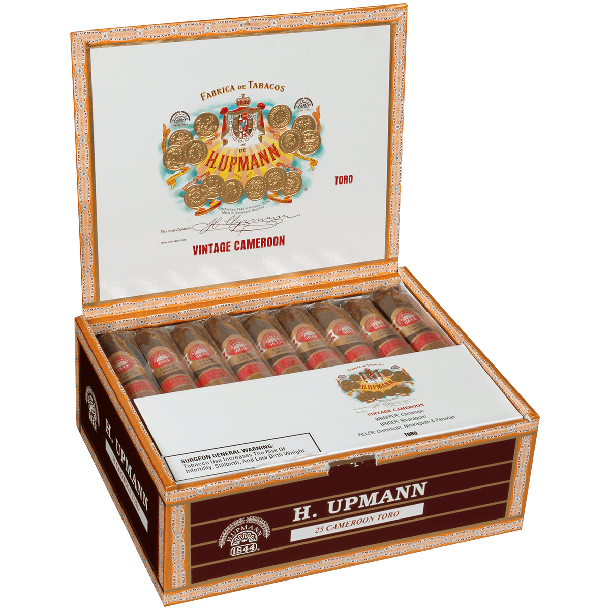 H. Upmann Vintage Cameroon Toro 25 Ct. Box 6.00X54