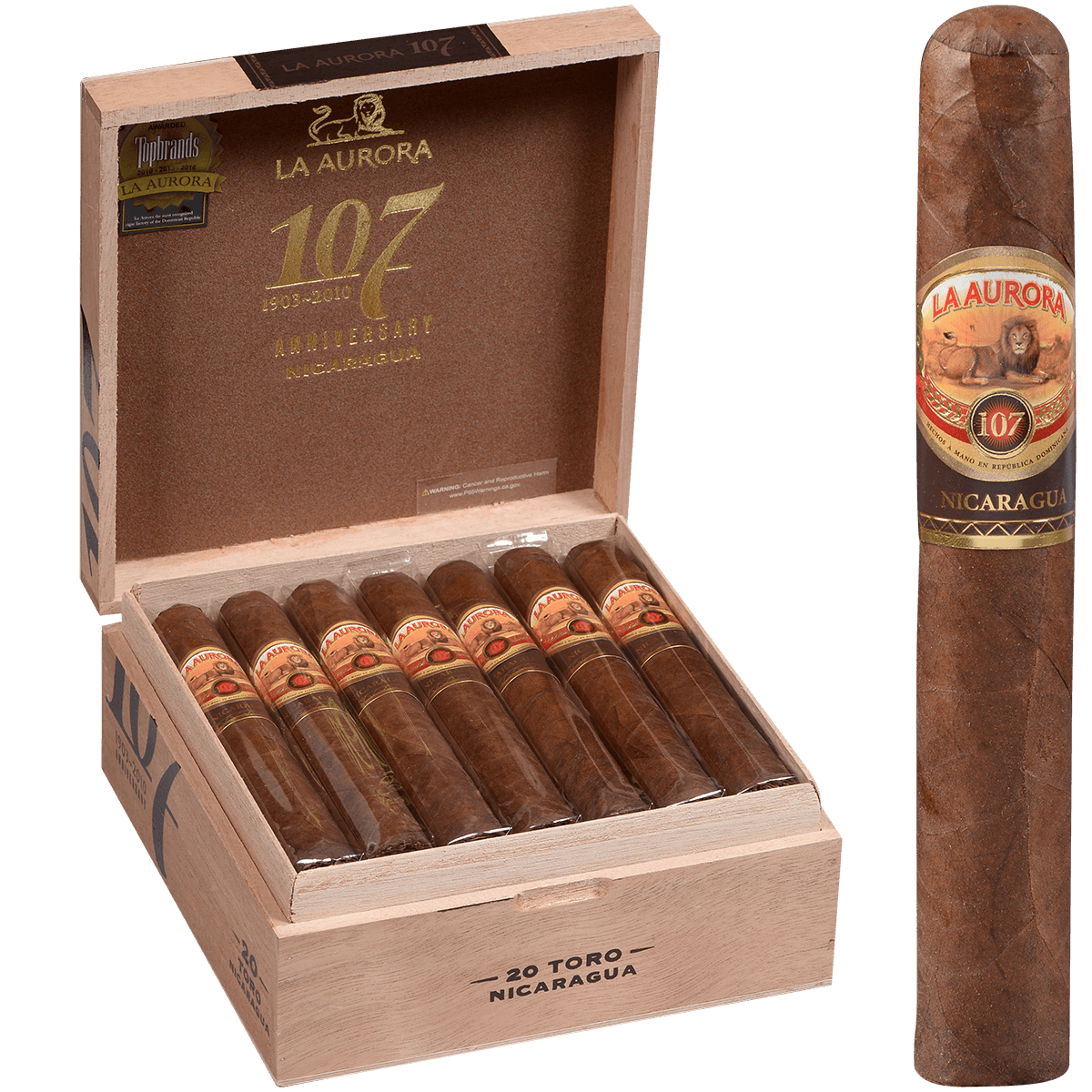 La Aurora 107 Nicaragua Toro 20 Ct. Box 5.50X54