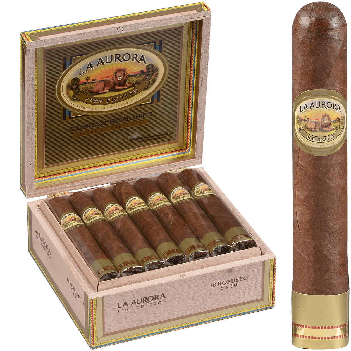 La Aurora Preferidos Gold Corojo Robusto 18 Ct. Box 5.00X51