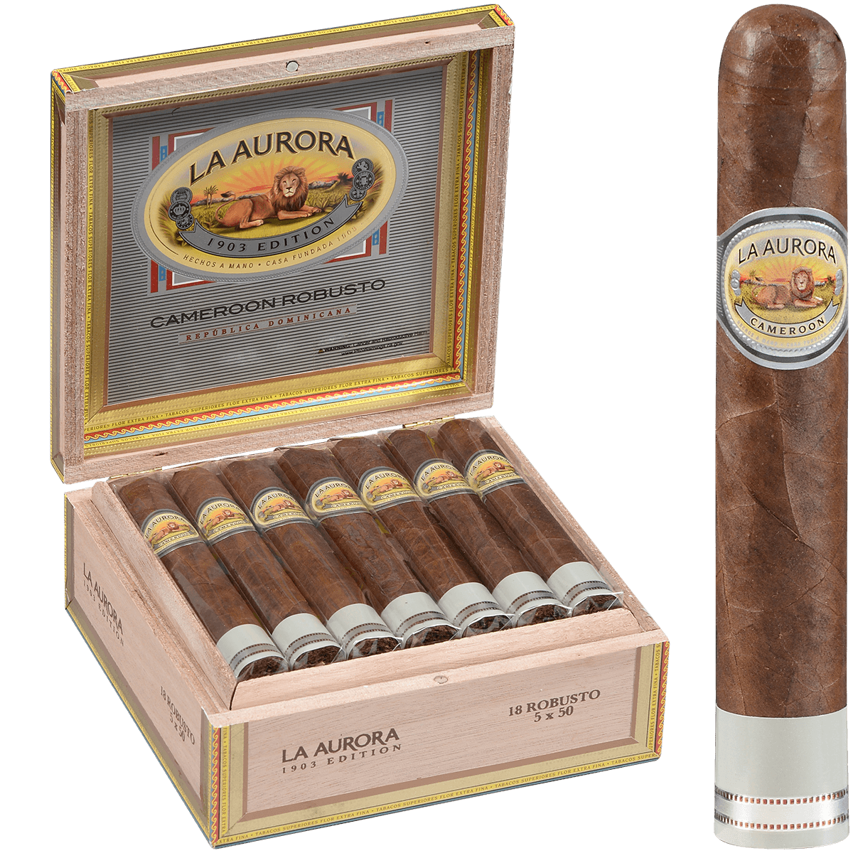 La Aurora Preferidos Platinum Cameroon Robusto 18 Ct. Box 5.00X51