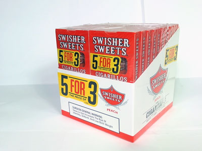 Swisher Sweets Cigarillos Peach 5 For 3 20/5 Packs 4.00X30