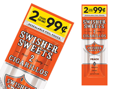 Swisher Sweets Cigarillos Peach 60 Ct. 30/2 For .99¢ Packs 4.00X30
