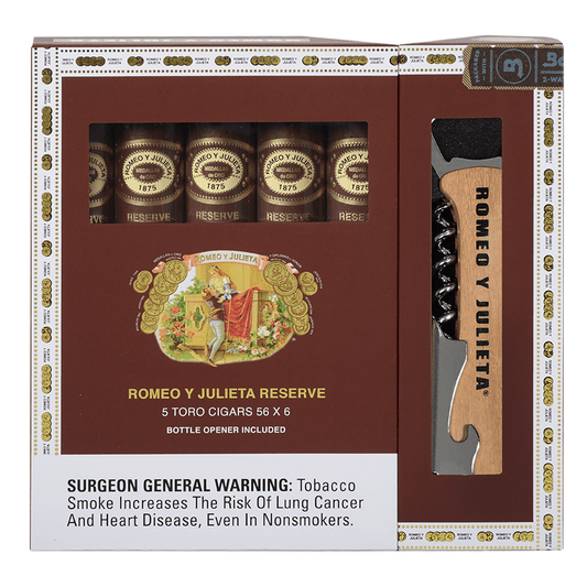 Romeo Y Julieta Reserve Toro Gift Set With Wine And Beer Opener 5 Ct. Pack