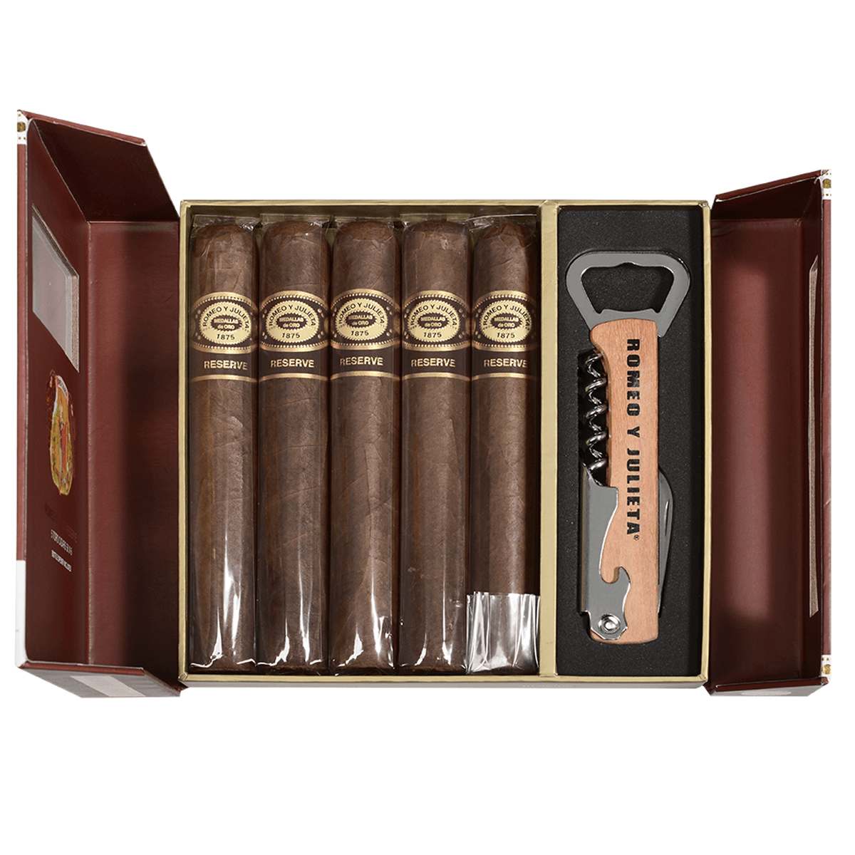 Romeo Y Julieta Reserve Toro Gift Set With Wine And Beer Opener 5 Ct. Pack