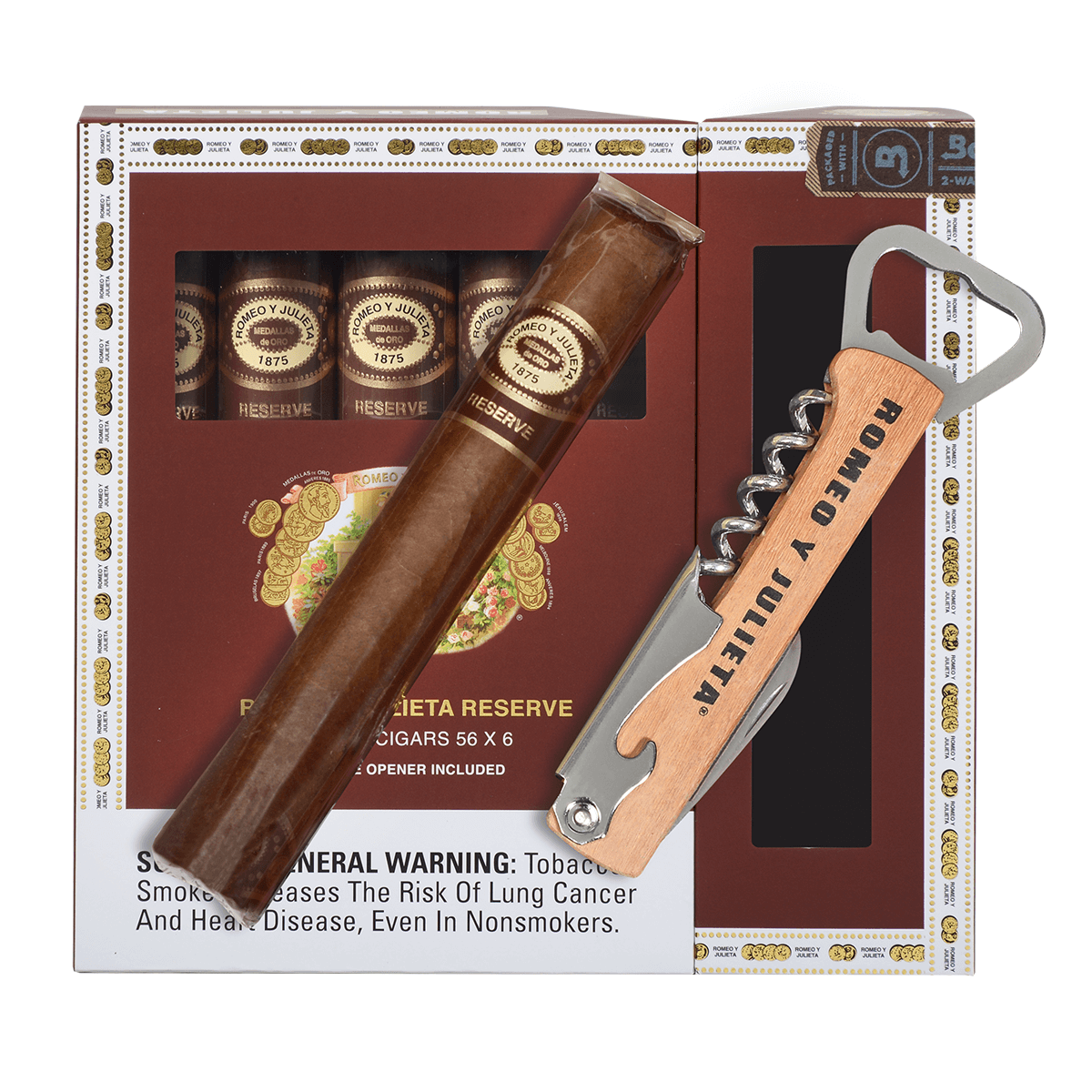 Romeo Y Julieta Reserve Toro Gift Set With Wine And Beer Opener 5 Ct. Pack
