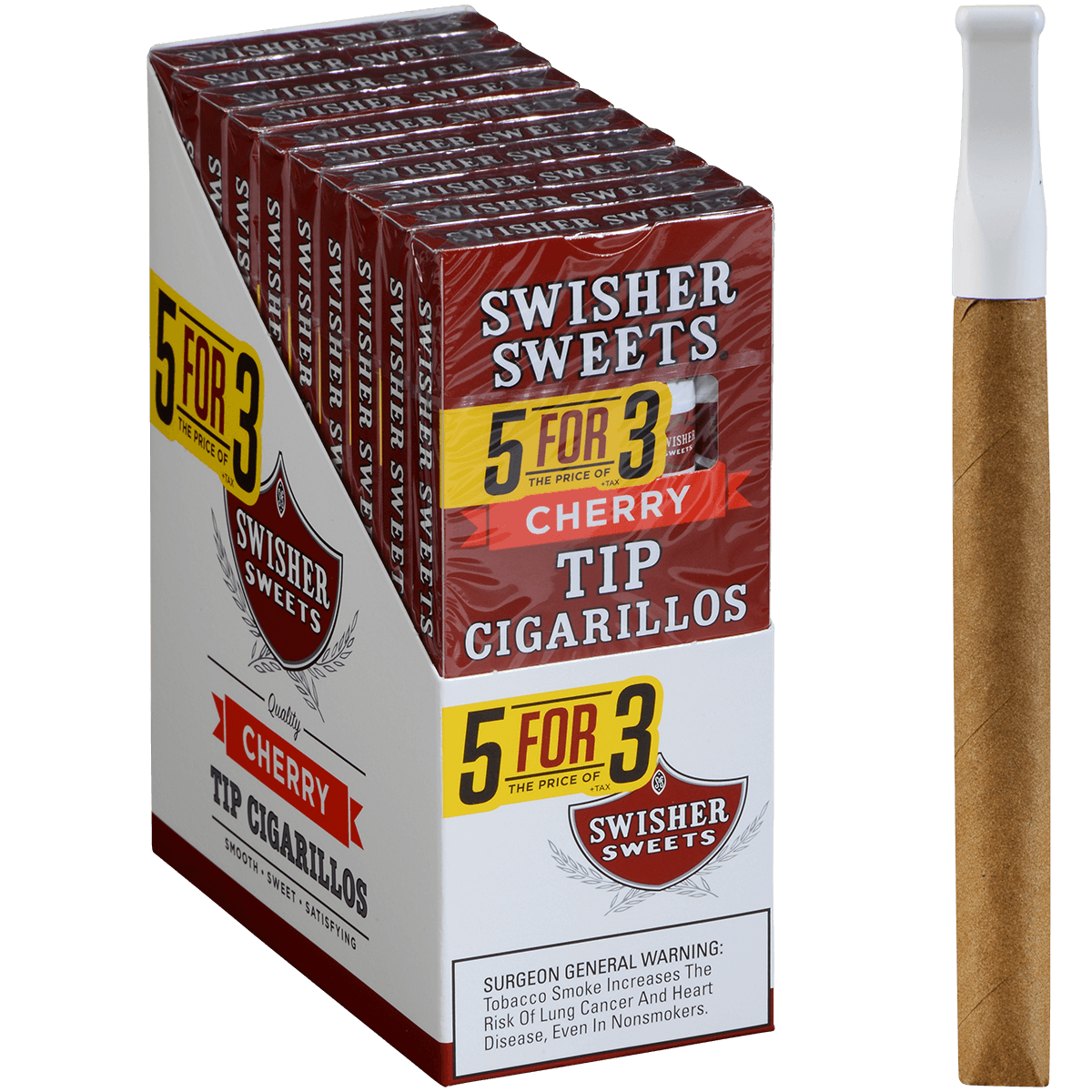 Swisher Sweets Tip Cigarillos Cherry 5 For 3 10/5 50 Ct. Packs 5.00X30