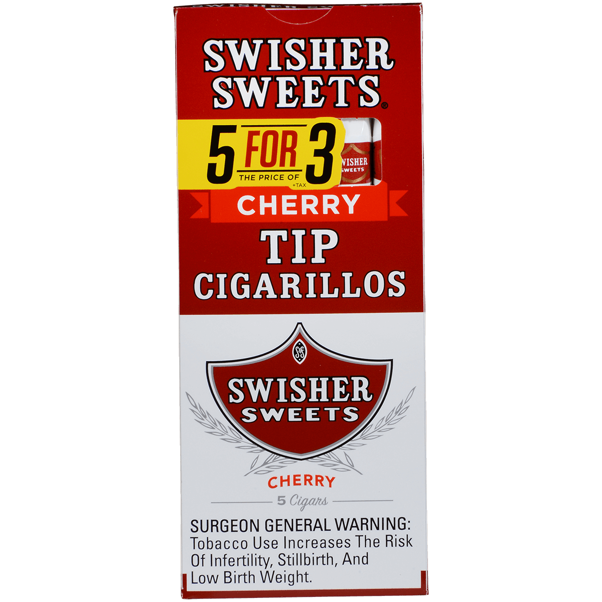 Swisher Sweets Tip Cigarillos Cherry 5 For 3 10/5 50 Ct. Packs 5.00X30