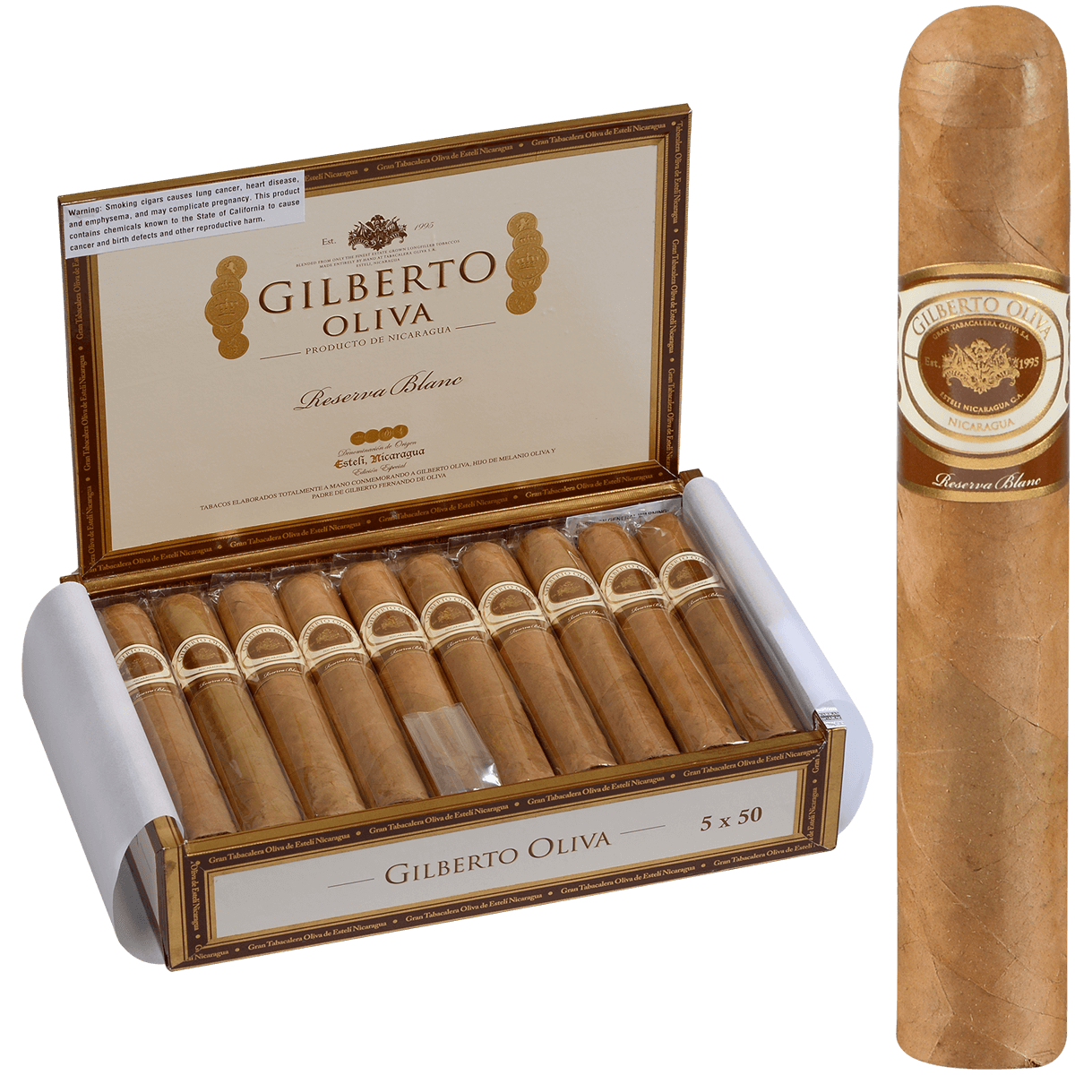 Gilberto Oliva Reserva Blanc Robusto 20 Ct. Box 5.00X50