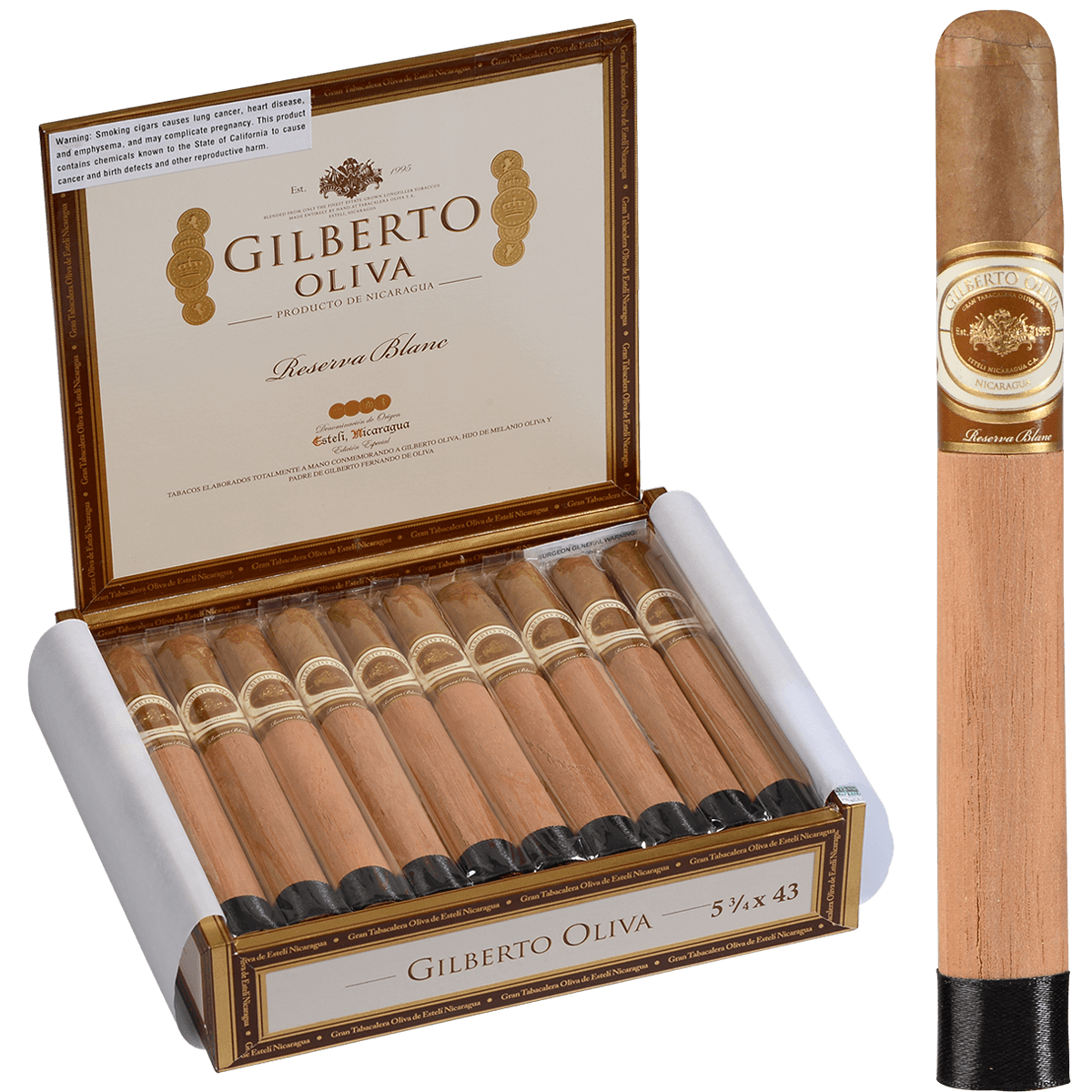 Gilberto Oliva Reserva Blanc Corona 20 Ct. Box 5.75X43