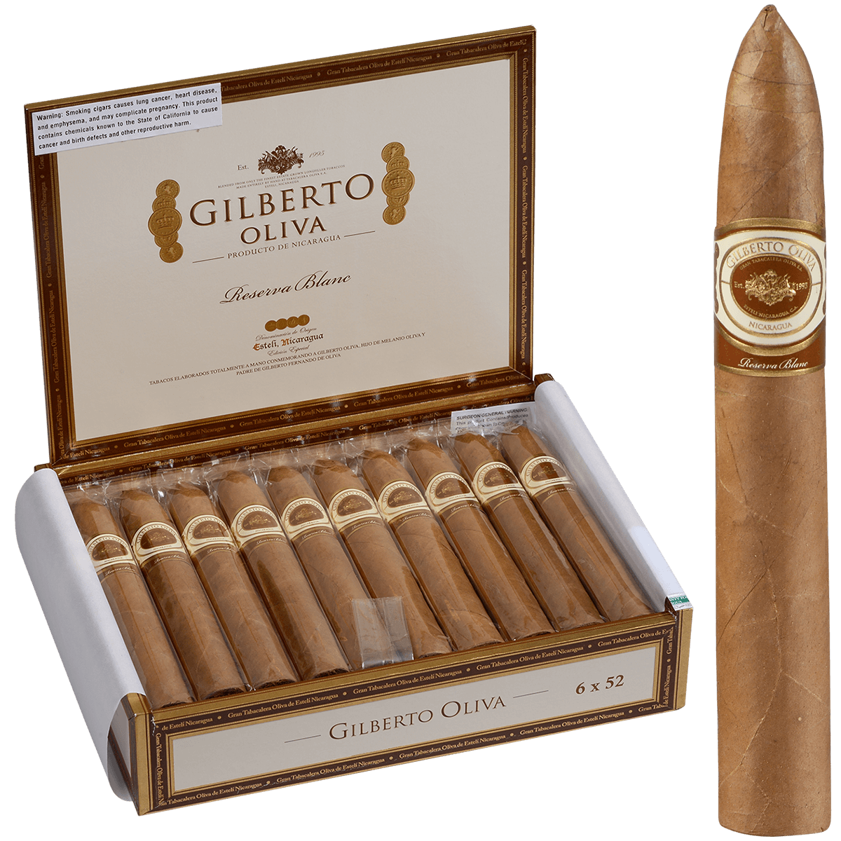 Gilberto Oliva Reserva Blanc Torpedo 20 Ct. Box 6.00X52T
