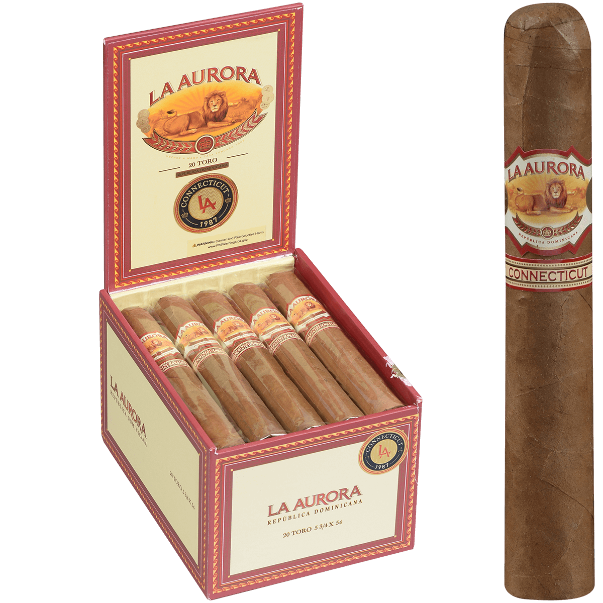 La Aurora Connecticut 1987 Toro 20 Ct. Box 5.75X54
