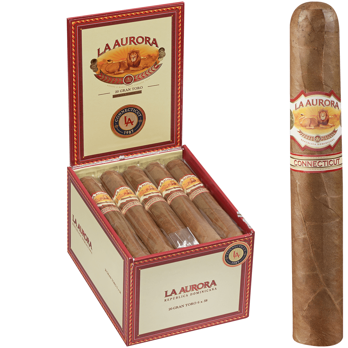 LA AURORA CONNECTICUT 1987 GRAN TORO 20 CT. BOX 6.00X58