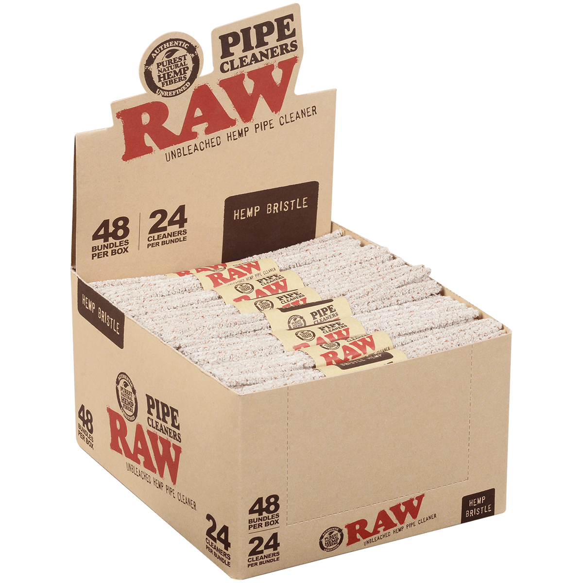 Raw Pipe Cleaners- Hemp Bristle 24 48 Display