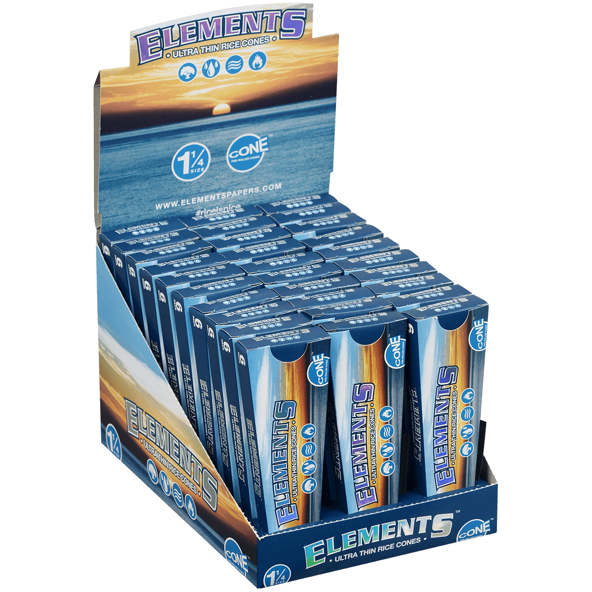 Papers Elements Ultra Thin Rice Cones 1 ¼ 30/6 Pack Display