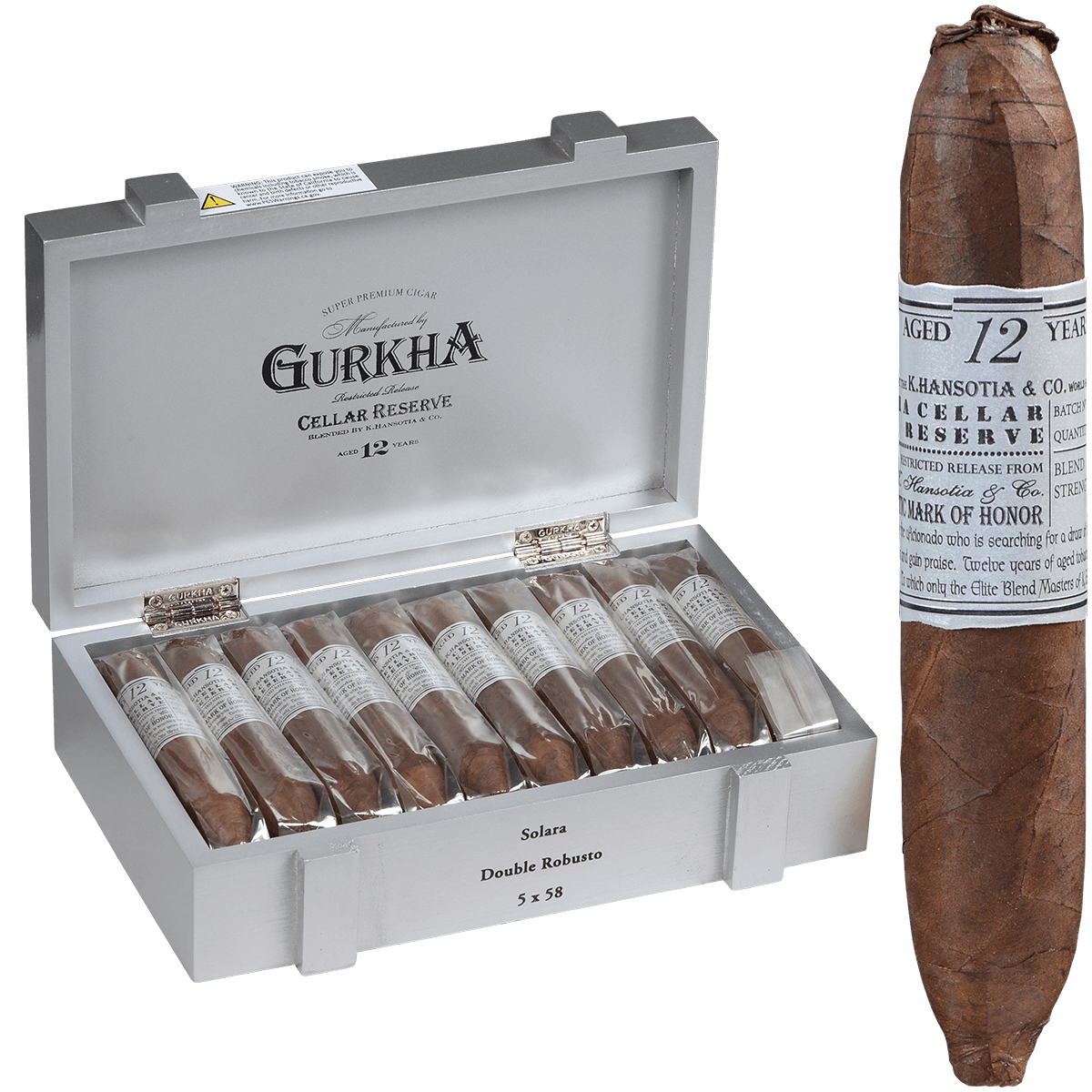 Gurkha Cellar Reserve Platinum Edition 12 Yr Solara-Dbl Robusto 20 Ct. Box 5.00X58