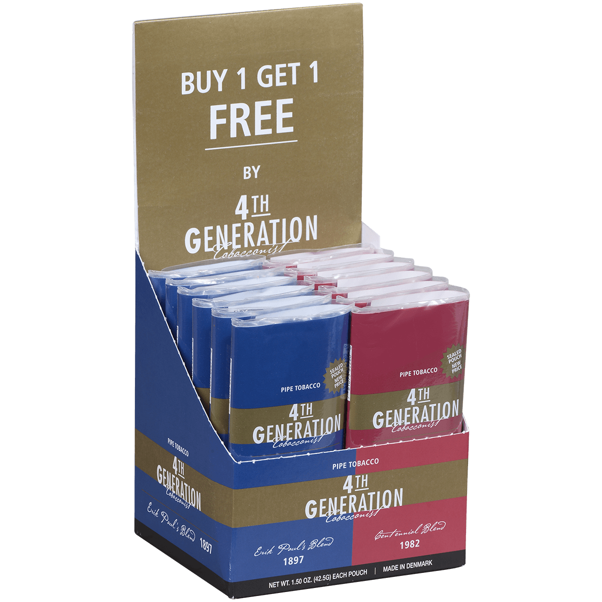 Pipe Tobacco 4Th Generation Bogo 1897 And 1982 1/12 Ct. Pouch Display 1.50 Oz.