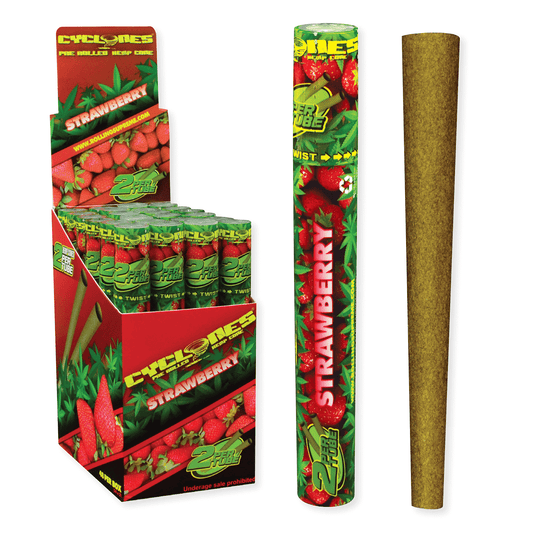 Cyclones 2X Pre-Rolled Hemp Cone Strawberry 24 Ct. Tube Upright Display