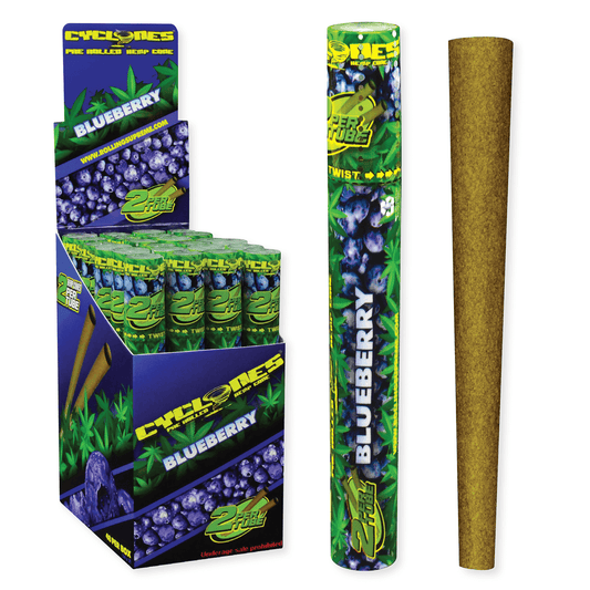Cyclones 2X Pre-Rolled Hemp Cone Blueberry 24 Ct. Tube Upright Display