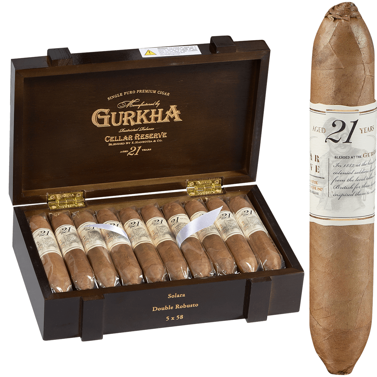 Gurkha Cellar Reserve 21 Year Solara-Dbl Robusto 20 Ct. Box 5.00X58