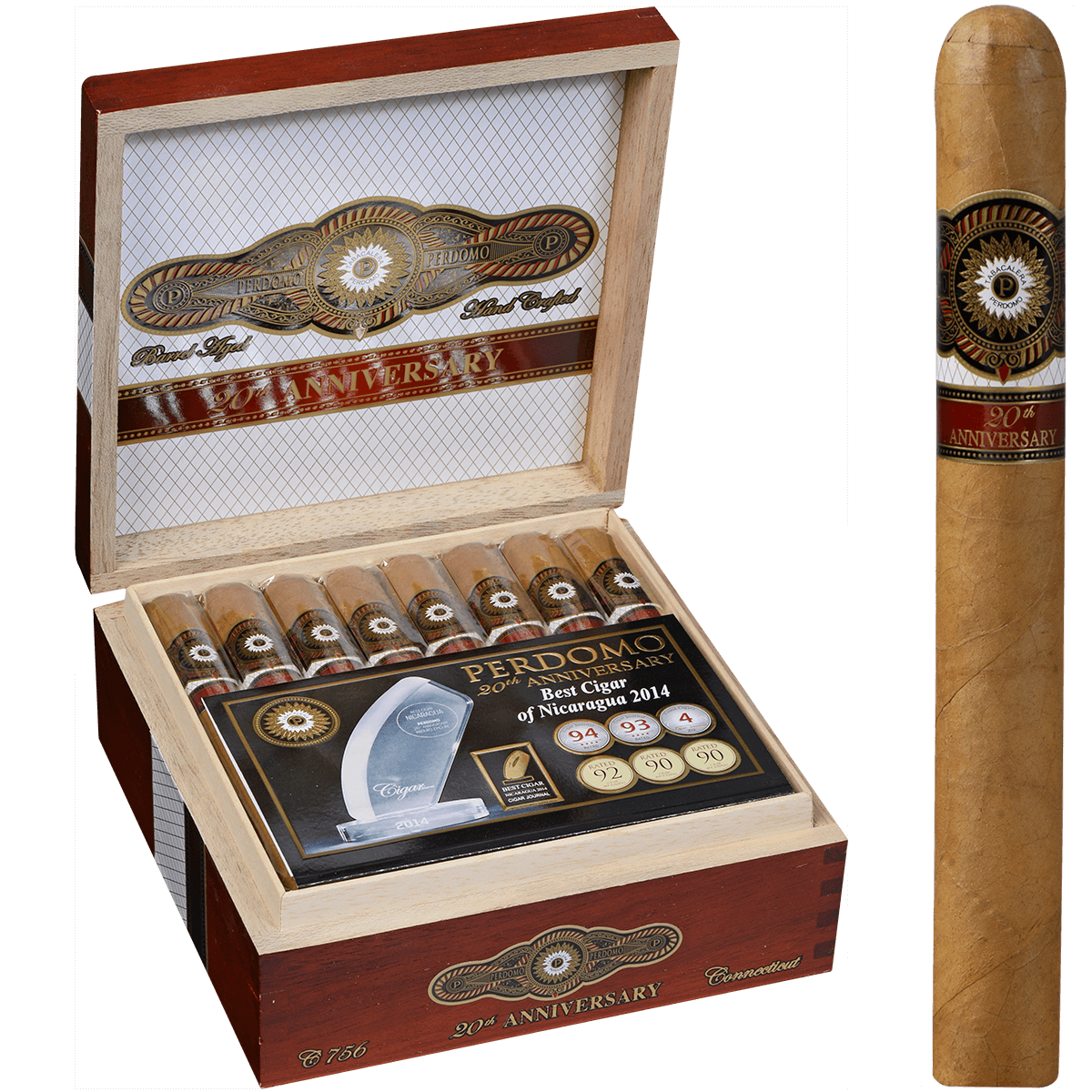 Perdomo 20Th Anniversary Connecticut Churchill 24 Ct. Box 7.00X56
