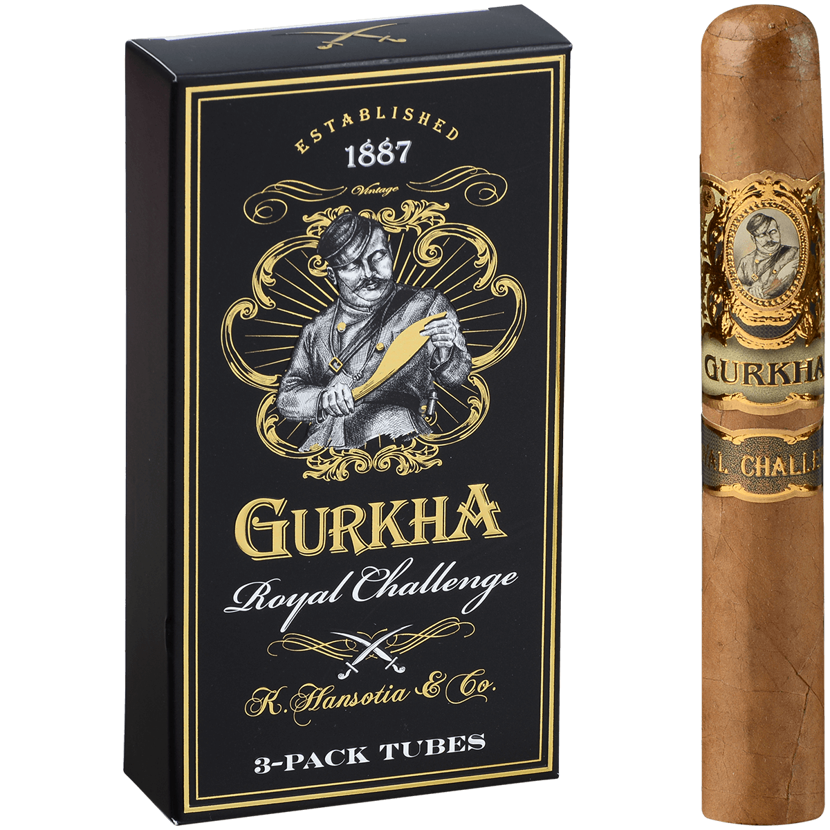 Gurkha Royal Challenge Natural Toro Tubo 3 Ct. Box 6.00X56