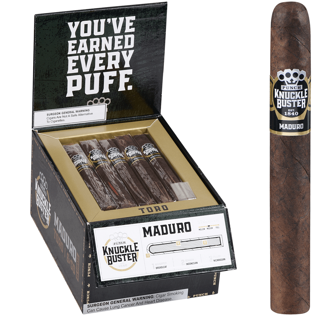 Punch Knuckle Buster Maduro Toro 25 Ct. 6X50 Bx