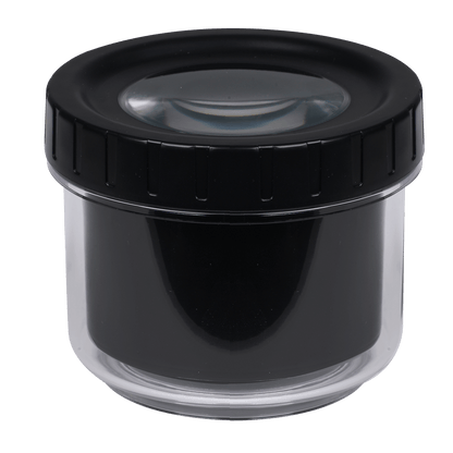 **CONTAINER THE GANJAR WITH MAGNIFYING GLASS 1 OZ CAPACITY BLACK