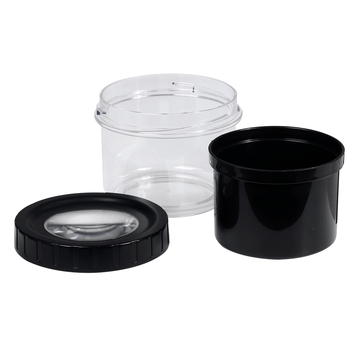**CONTAINER THE GANJAR WITH MAGNIFYING GLASS 1 OZ CAPACITY BLACK
