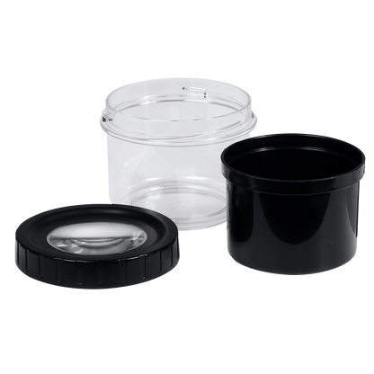 **CONTAINER THE GANJAR WITH MAGNIFYING GLASS 1 OZ CAPACITY BLACK