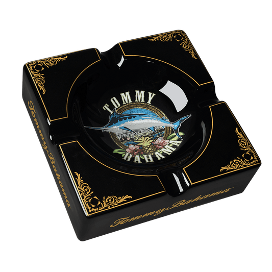 **ASHTRAY TOMMY BAHAMA CIGAR BAND SERIES 4 CIGAR CERAMIC BLACK