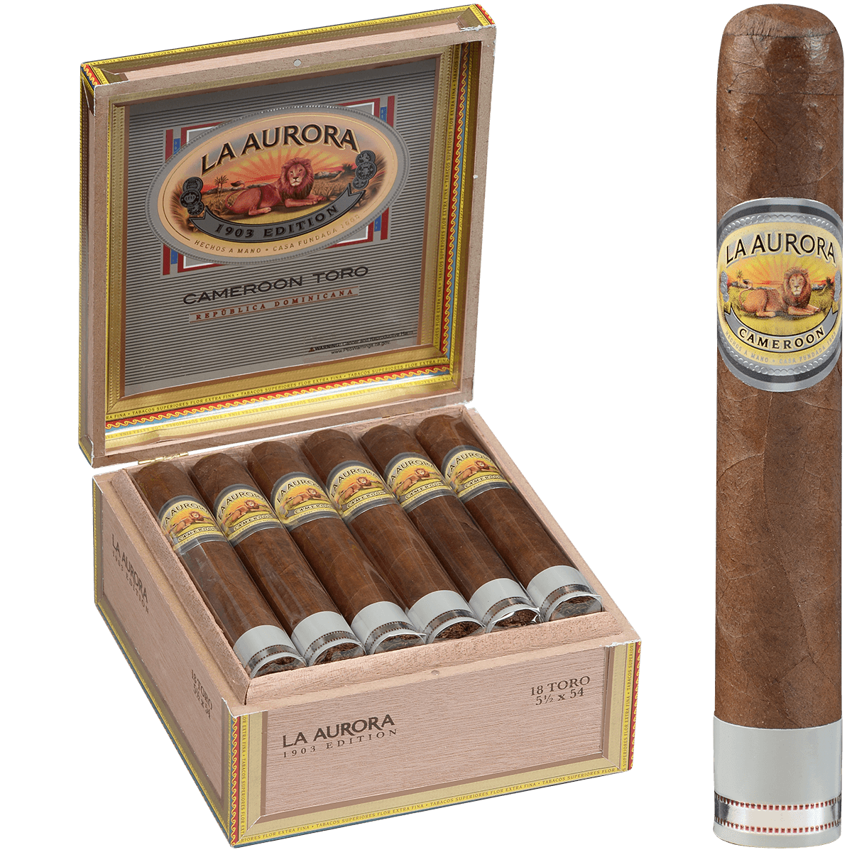 La Aurora Preferidos Platinum Cameroon Toro 18 Ct. Box 5.50X55