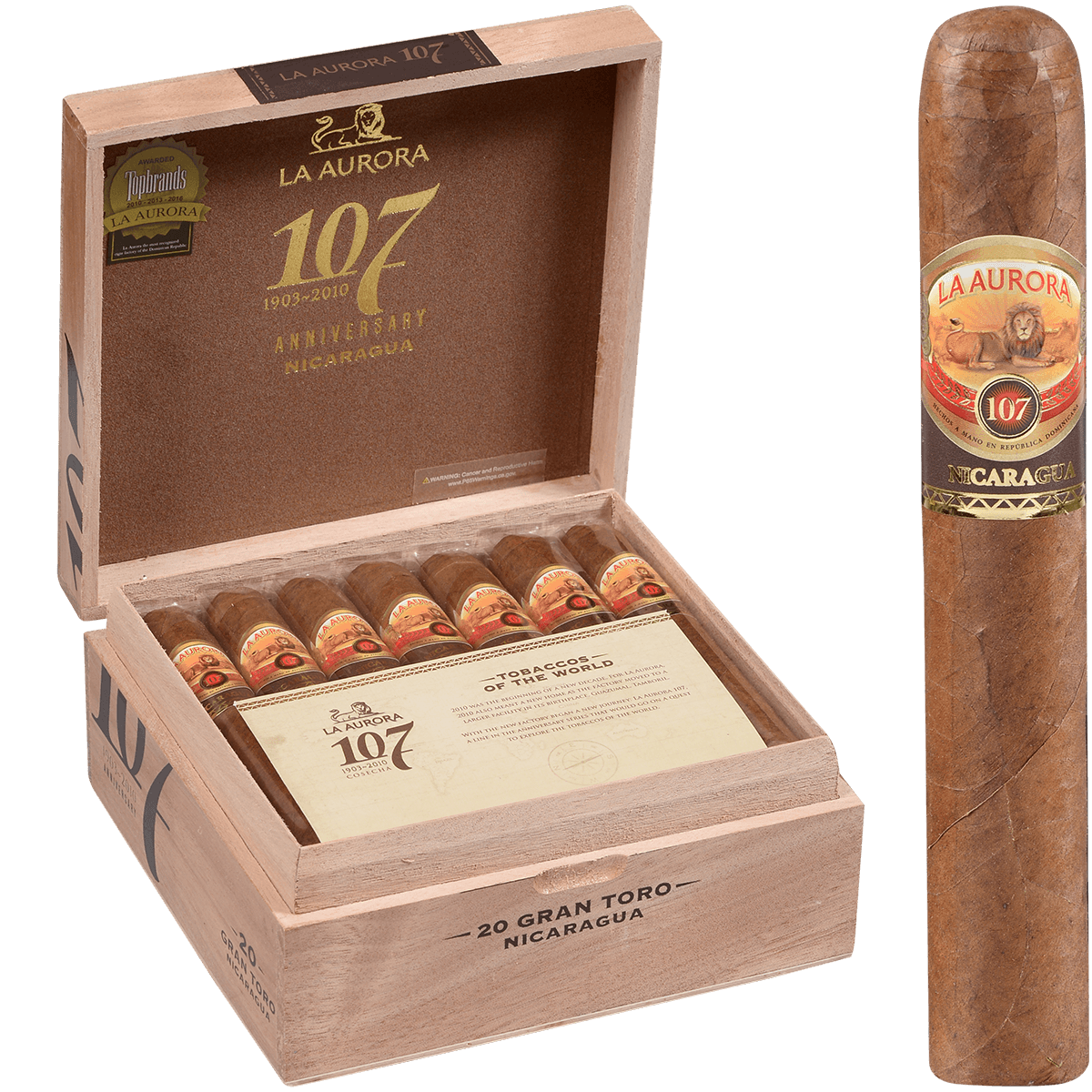 La Aurora 107 Nicaragua Gran 107 20 Ct. Box 6.00X60