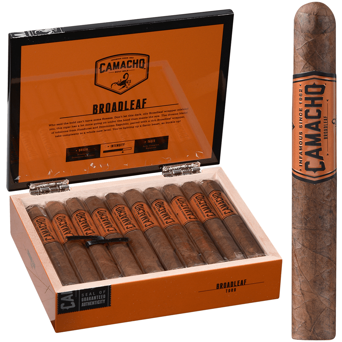 Camacho Broadleaf Toro 20 Ct. Box 6.00X50