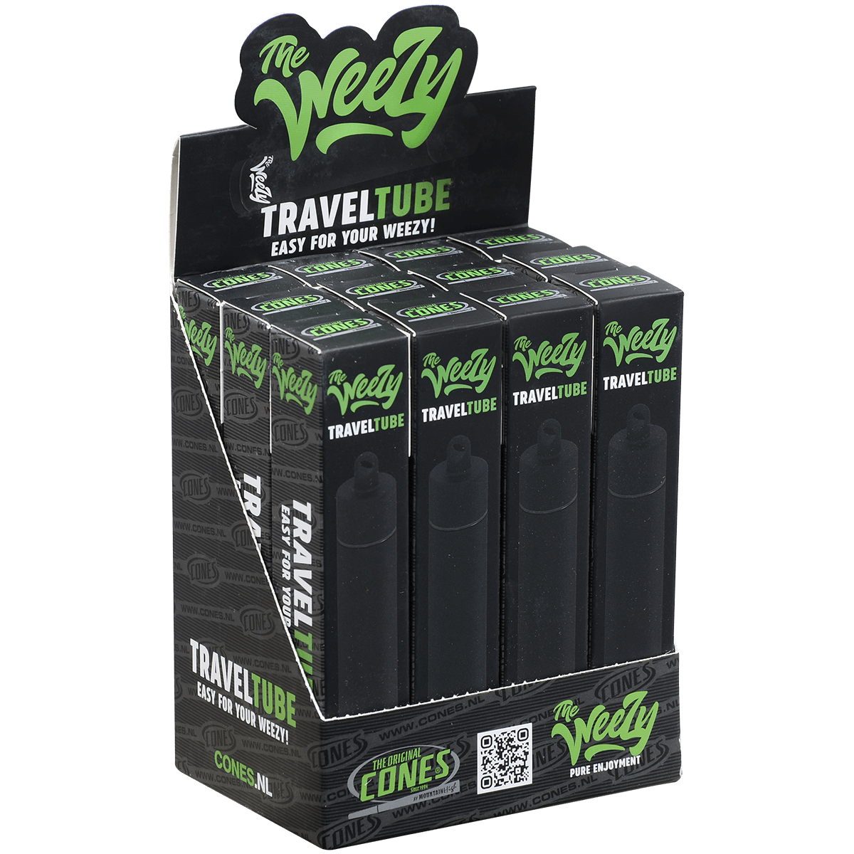 The Original Cones Weezy Travel Tube Black 12 Ct.