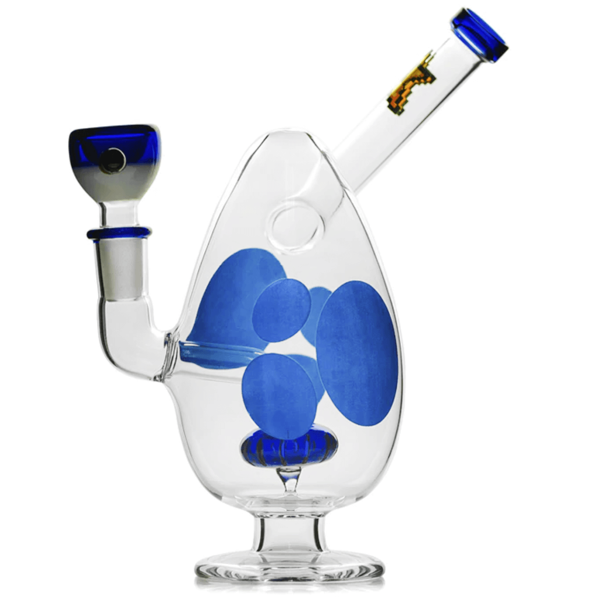 Glass Pipe Hemper Spotted Egg Blue Showerhead Perc 7" Water Pipe(Wp0321-Ble)
