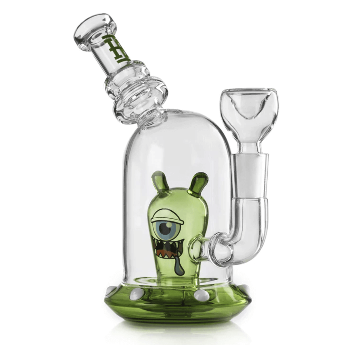 Glass Pipe Hemper Space Monster Green Perc 7" Water Pipe(Wp0322-Grn