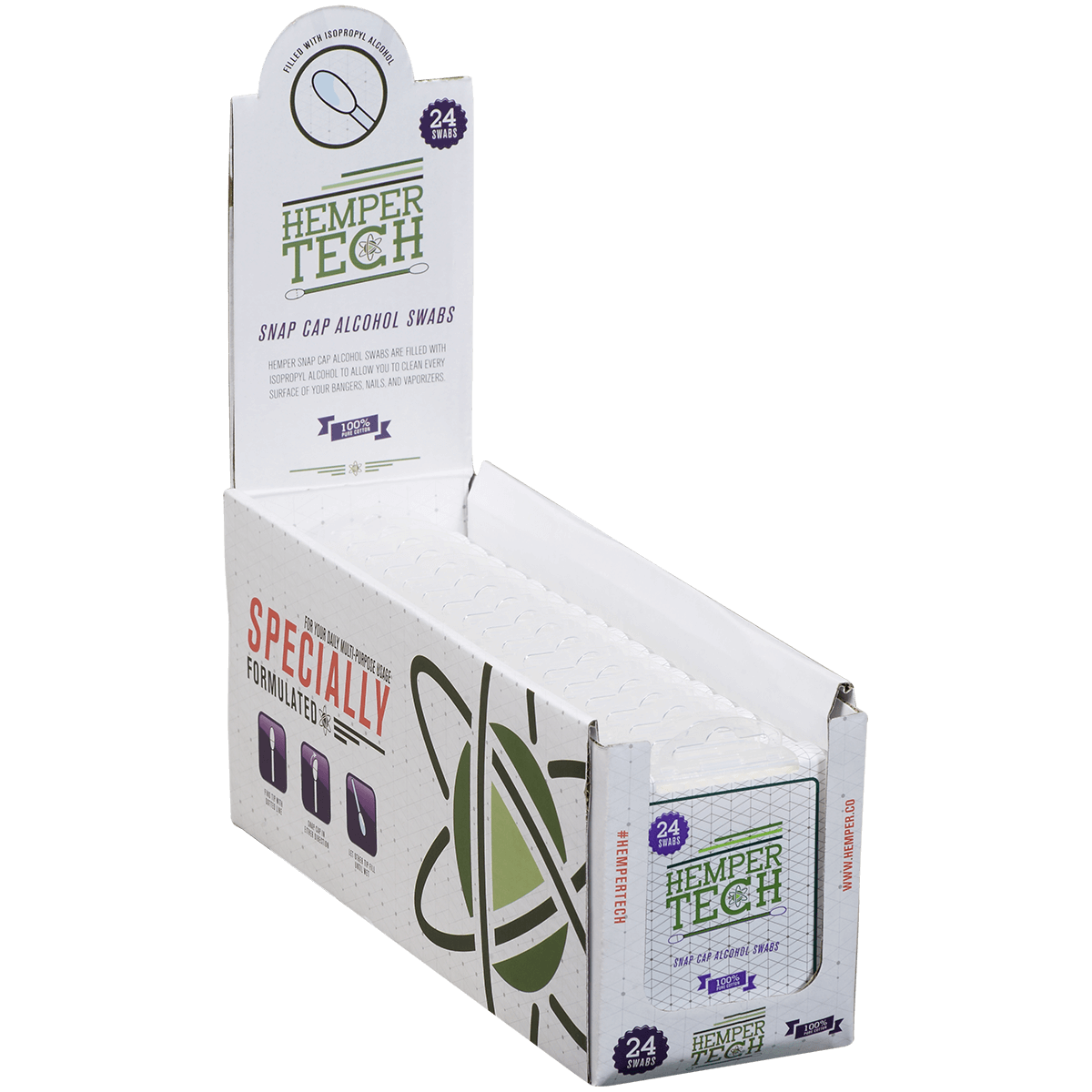 Cleaning Hemper Snap Cap Alcohol Swabs 18 Ct. Display
