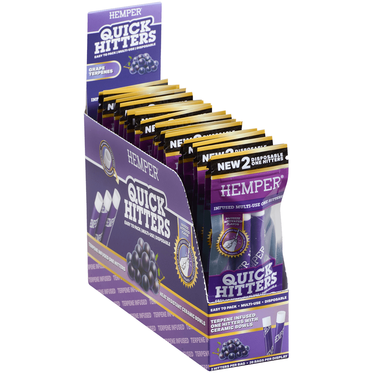 Hemper Quick Hitter Disposable One Hitter Grape 20 2 Ct. Display