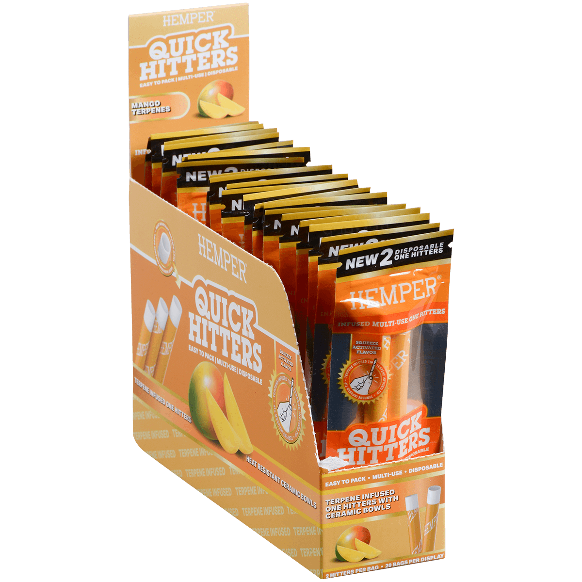 **HEMPER QUICK HITTER DISPOSABLE ONE HITTER MANGO 20/2 CT. DISPLAY