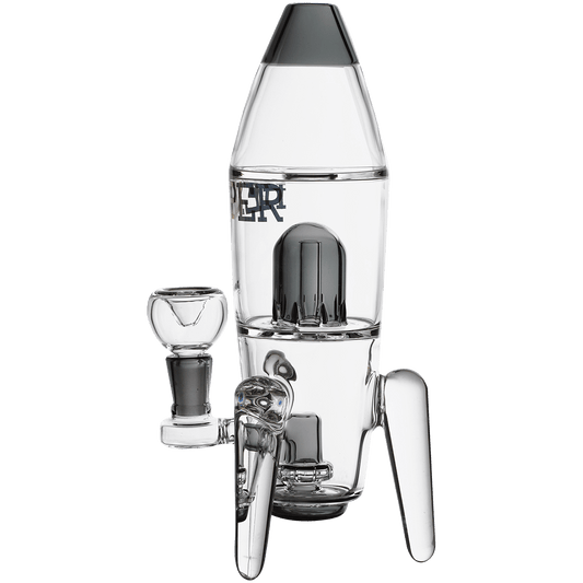 Glass Pipe Hemper Xl Rocket Ship Dual Perc Black 11" Water Pipe(Xl-Jwp092)