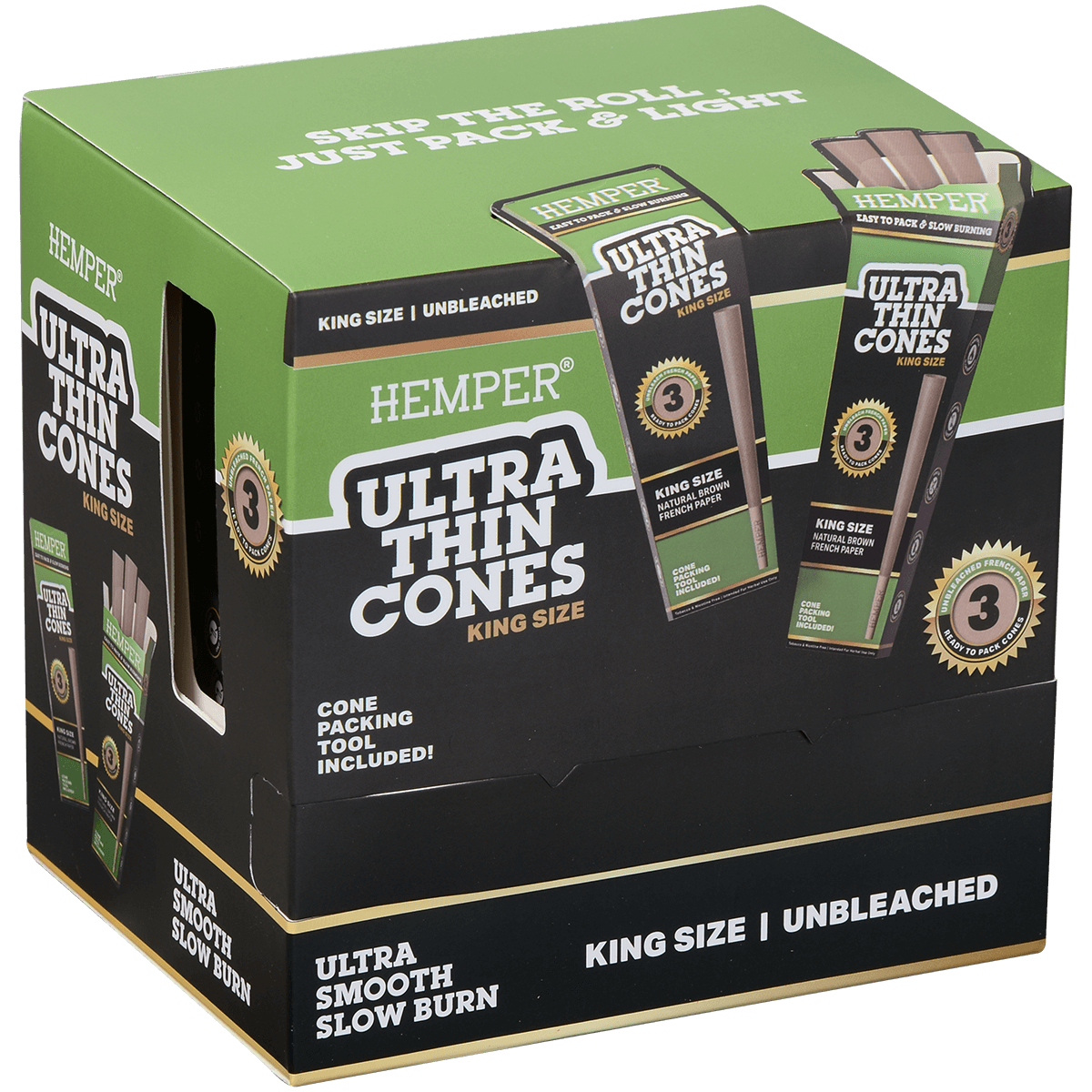 **PAPERS HEMPER KING SIZE ULTRA THIN UNBLEACHED BROWN PAPER 24/3 CT. DISPLAY