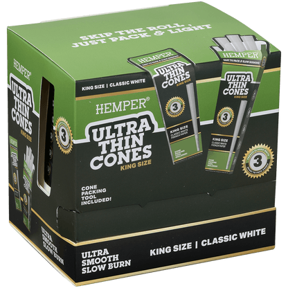**PAPERS HEMPER KING SIZE ULTRA THIN WHITE PAPER 24/3 CT. DISPLAY