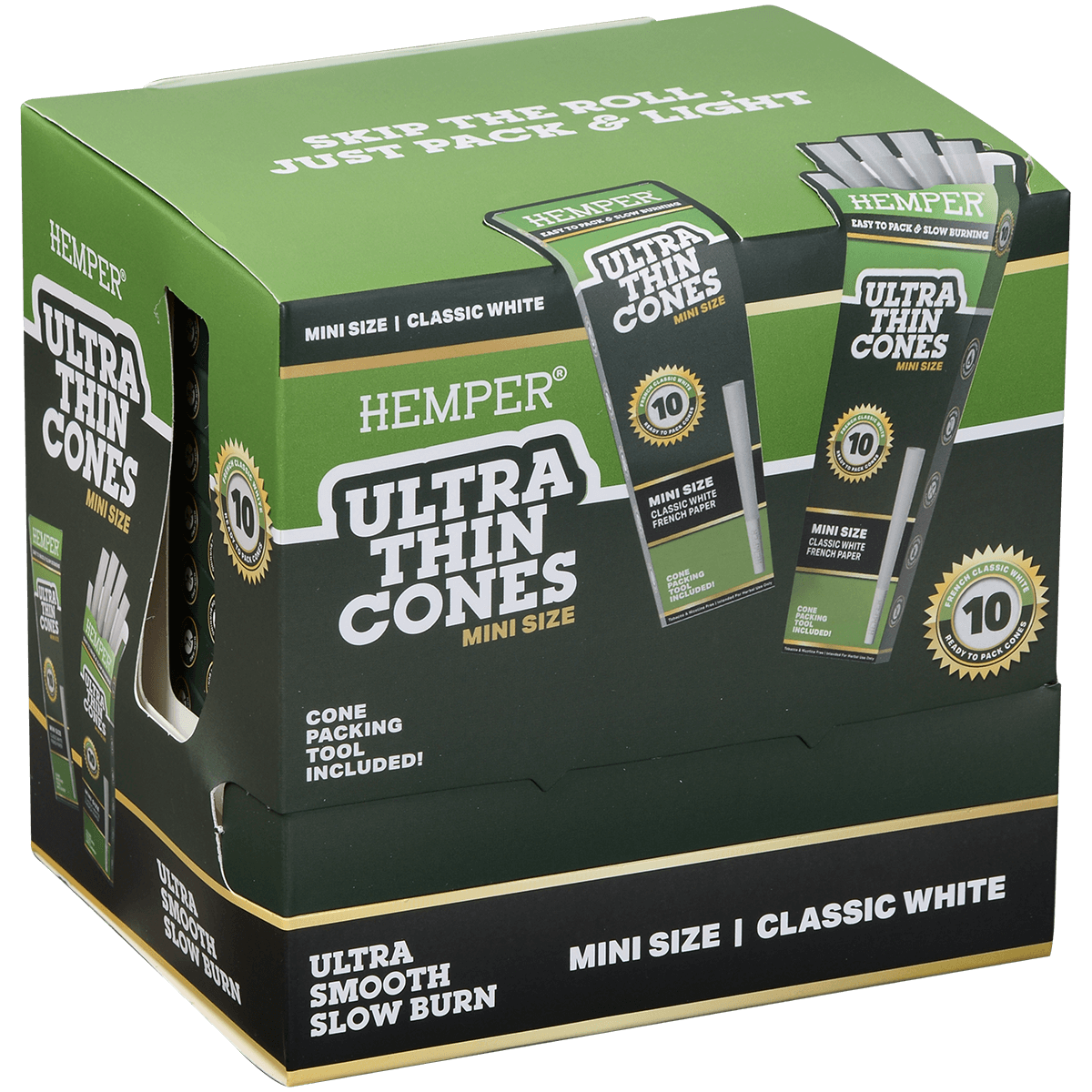 **PAPERS HEMPER MINI SIZE ULTRA THIN WHITE PAPER 24/10 CT. DISPLAY