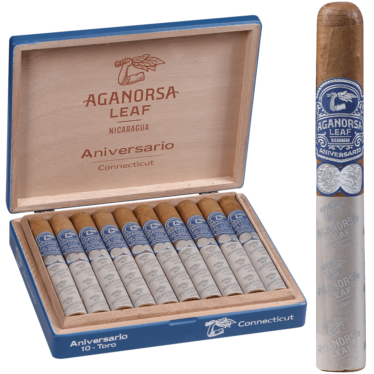 Aganorsa Leaf Aniversario Toro Connecticut 10 Ct. 6 1/4 X 52 Bx