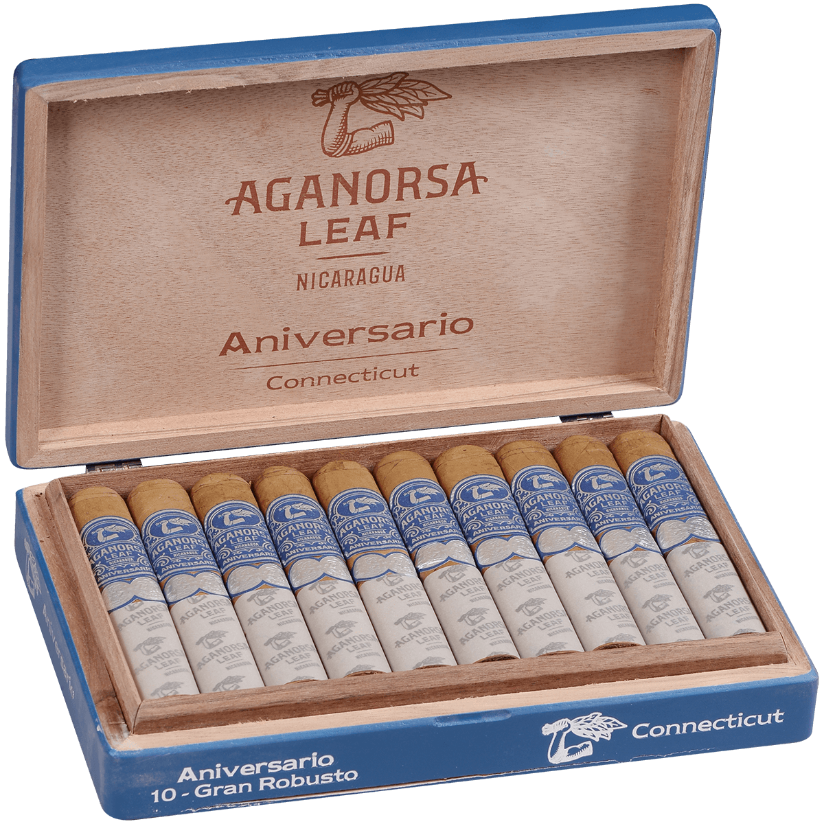 Aganorsa Leaf Aniversario Robusto Connecticut 10 Ct. 5X54 Bx