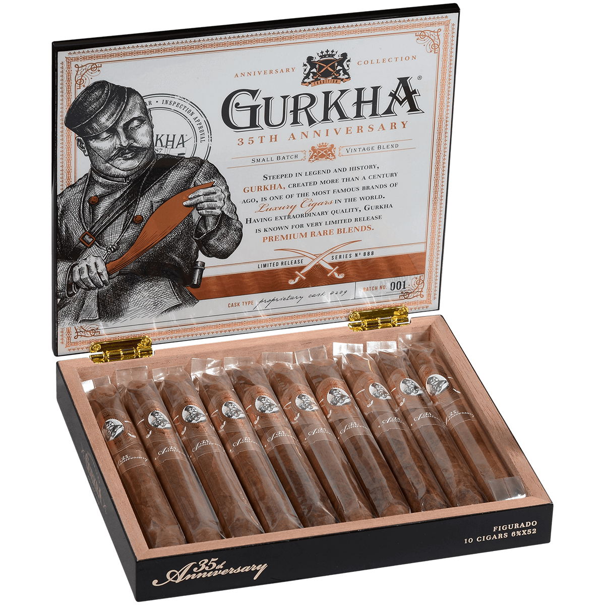 Gurkha 35Th Anniversary Figurado 10Ct Box 6.75X52