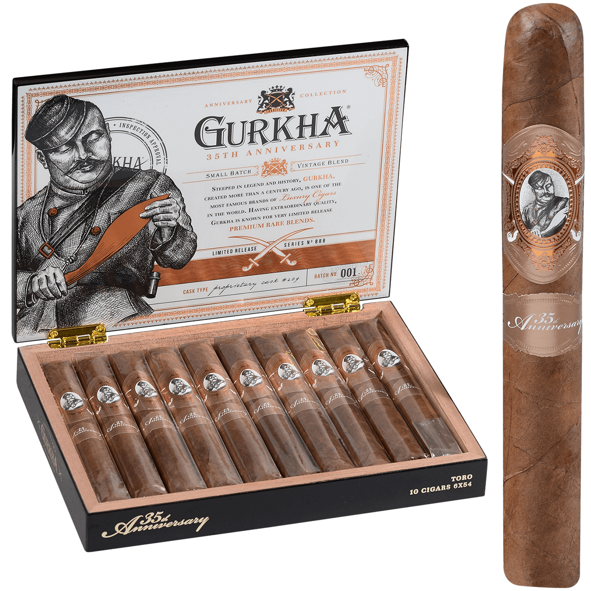Gurkha 35Th Anniversary Toro 10Ct Box 6X54
